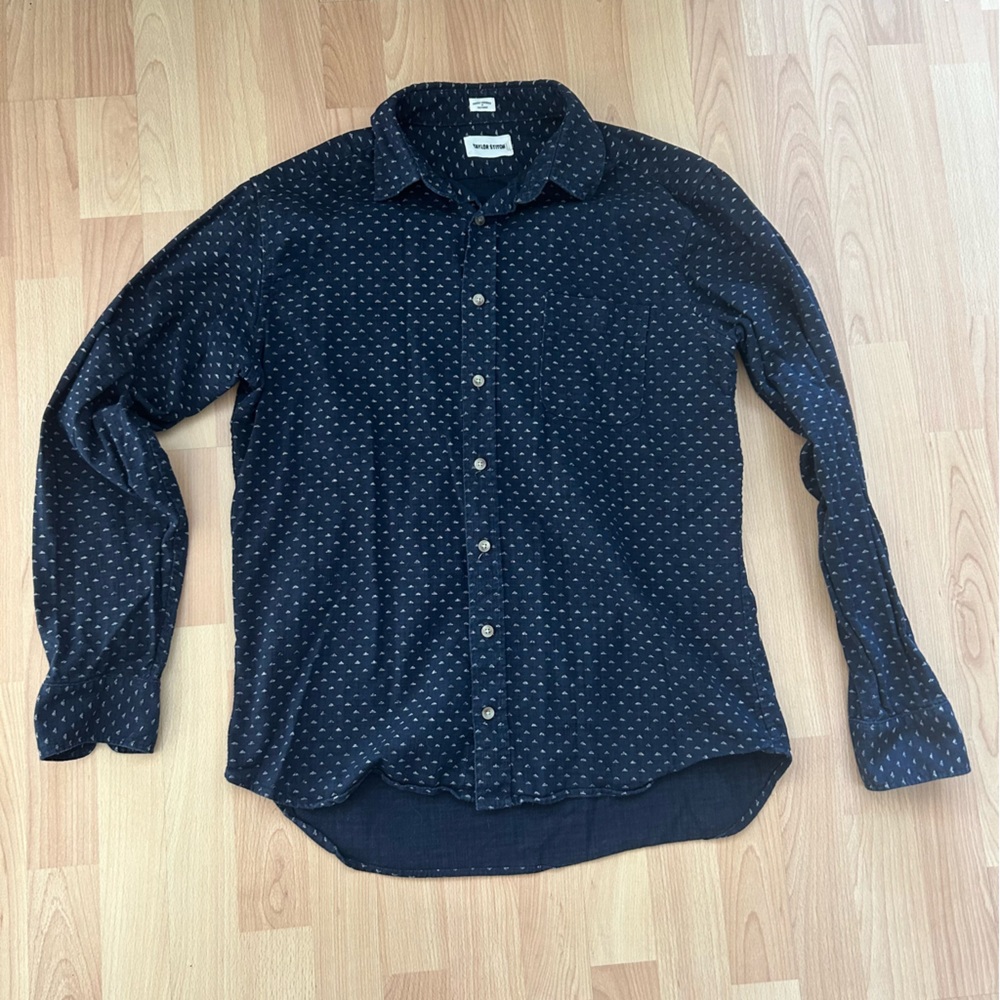 Taylor Stitch Navy Blue Patterned Men's Shirt